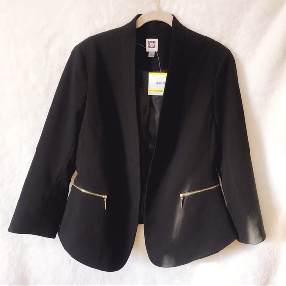 Anne Klein Jackets & Blazers - Anne Klein Black with Gold Zipper pockets Blazer